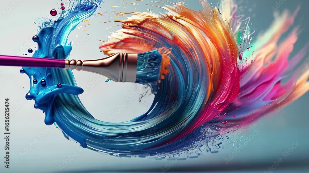Aufkleber creative brush creates vibrant wave of color in dynamic abstract artistic display