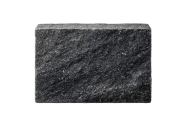 A black stone block with a rough texture