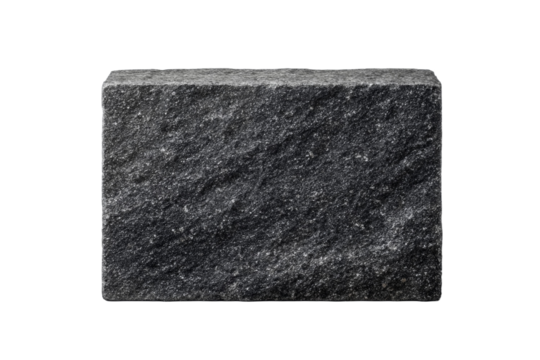 A black stone block with a rough texture