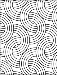 Overlapping curved lines creating an abstract pattern in black and white for a seamless background effect
