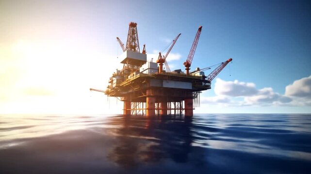 Offshore Oil Rig at Sunrise