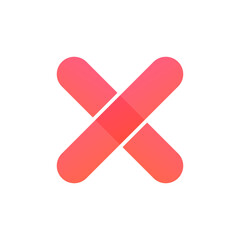 Modern pink cross icon for closing windows or deleting content. Stylized X mark symbol vector illustration on isolated white background.