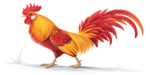 Fototapeta premium Rooster isolated on transparent background 