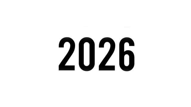Analog year counting up from 1950 to 2026, with years of animation on a black background, in Time-Lapse speed. Happy New Year's number counter, 4K footage motion graphic