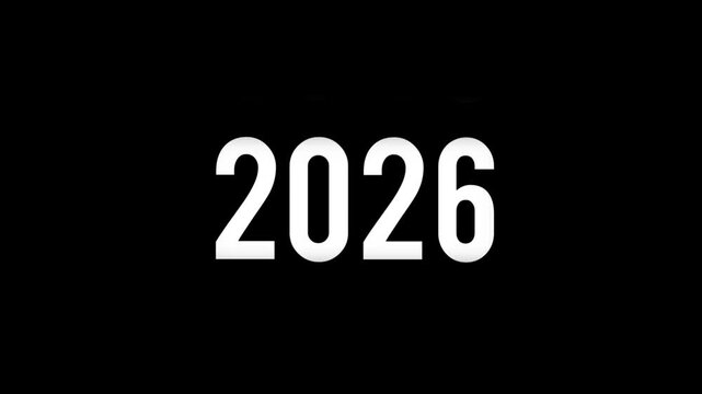 Analog year counting up from 1950 to 2026, with years of animation on a black background, in Time-Lapse speed. Happy New Year's number counter, 4K footage motion graphic