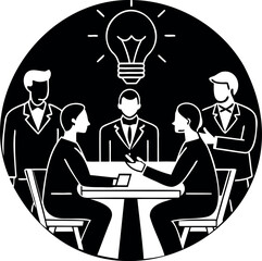 Business meeting with a bright idea and team collaboration for solutions