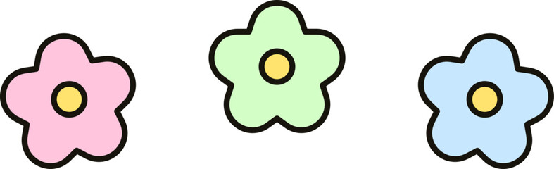 Fototapeta premium 귀여운 꽃 세개 꾸밈