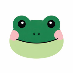 Fototapeta premium Vector illustration of cute cartoon frog face with big eyes and smile