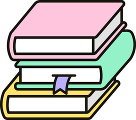 책갈피 있는 책더미