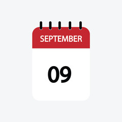 9 september calendar september calendar vector illustration