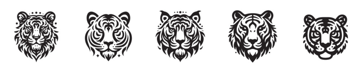 set of tiger tattoo design vectors