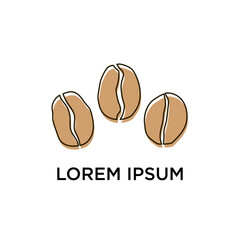 Coffee Beans logo. Brown Hand Drawn Coffee with Outline. Flat Vector Icon Design Template Element.