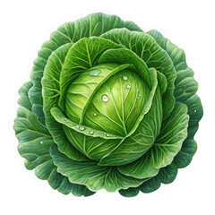 Obraz premium Vibrant green cabbage with water droplets isolated on a clean black background transparent background