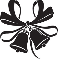 Black silhouette of a bow with three bells white