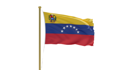 Venezuelan flag waving with clear background, national symbol of Venezuela, perfect for educational or patriotic content