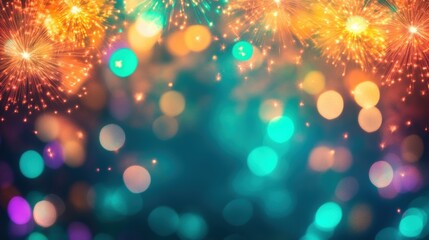 Colorful fireworks illuminate the night sky over a festive celebration