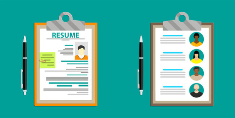 Resume and applicant tracking system concept. Job search and recruitment process. Human resource recruitment service for career.