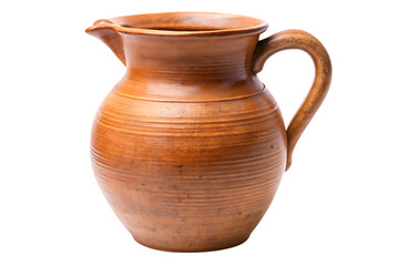 Rustic Clay Jug Pitcher Isolated on White Background as Transparent. PNG. AI GENERATED