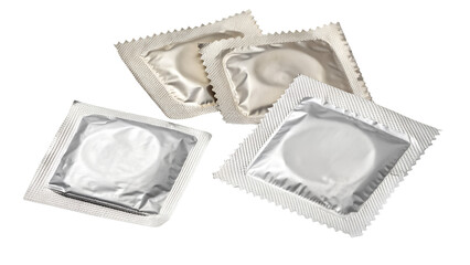 Ripped open, torn, broken condom wrapper packet transparent PNG set bundle, isolated background. Safe sex protection contraceptive, STD prevention, sexual ...
