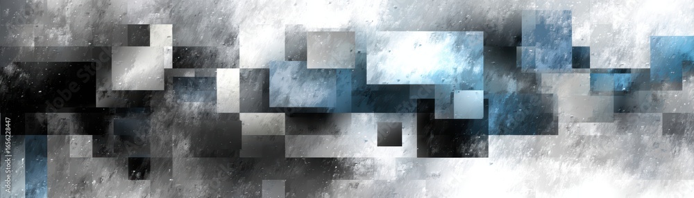 Poster dynamic and intricate abstract geometric background composition featuring repeating square patterns 
