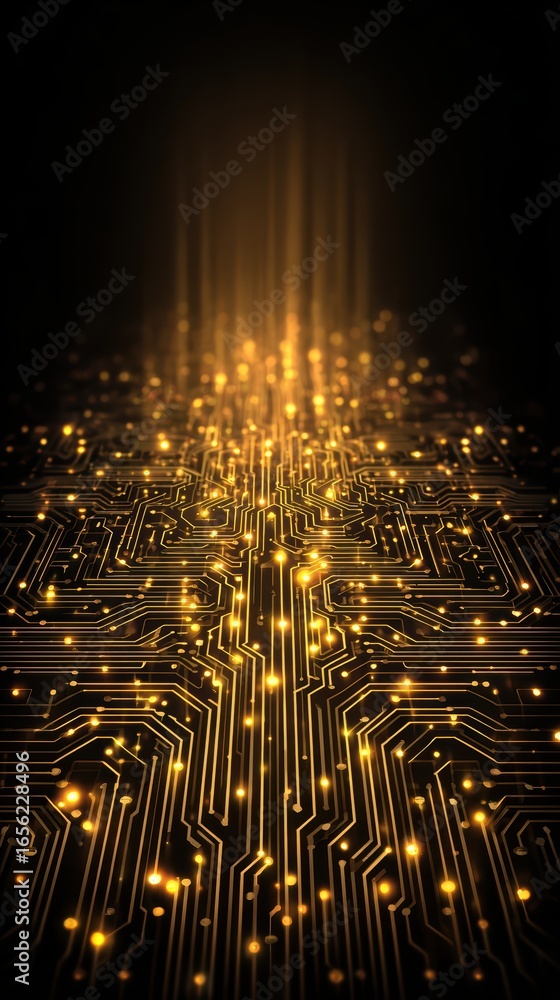 Aufkleber detailed close up of an intricate circuit board exhibiting vibrant luminosity showcasing complex ele