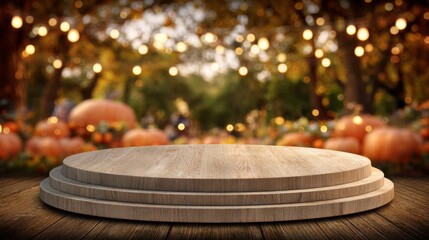 Moss stone podium eco yellow golden shiny magic background. Beauty cosmetics concept. Forest miniature platform showcase. 3d professional photography. Autumn dreamy aesthetic