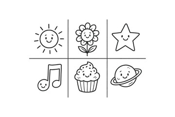 hand drawn cute doodle ink line art style line monochrome monochrome isolated on white background bright outlook (traits): cheerful optimistic confident curious hopeful positive