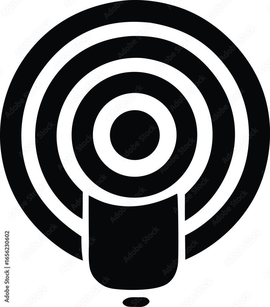 Aufkleber abstract black and white graphic of a target with concentric circles and a stylized light bulb at th