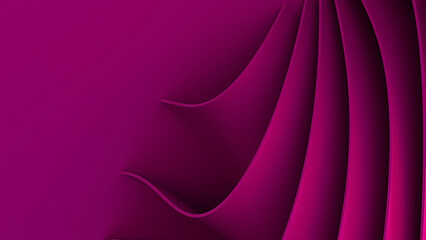 Abstract wavy curved 3d render.Purple soft layers of plastic with lines, folds, ruffles. Modern wallpaper, texture pattern. 3D Illustration