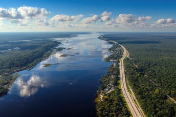 St. Johns River in Florida: Aerial View of Stunning River and Scenic Landscape