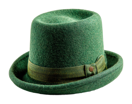 Celebrating st. Patrick's day with a green felt hat still life isolated on transparent background