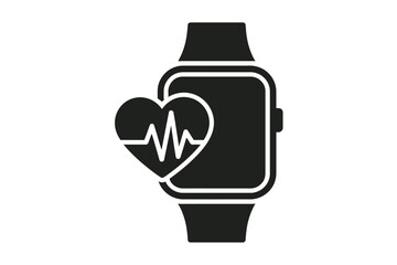 Smartwatch with heart rate monitoring icon for health and fitness tracking technology enthusiasts