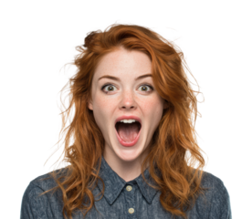 Exciting surprise reaction portrait emotions isolated on transparent background