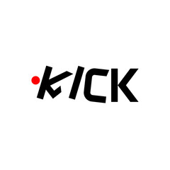 funny letter's kick logo with red and black colors, vector