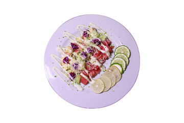 Fresh and Colorful Fruit Salad with Mayonnaise and Cheese Topping