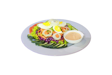 Fresh Garden Salad with Boiled Egg and Creamy Dressing