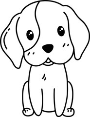 Cute Dog Illustration Coloring Line Art