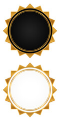 Circle luxury black gold and white gold award icon ornament certificate set design gold line award element png file