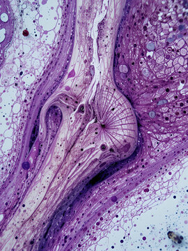 Photomicrograph of chronic osteomyelitis under a microscope in a pathology laboratory