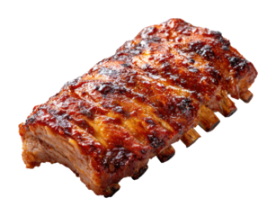 Grilling delicious barbecue ribs backyard food summer isolated on transparent background