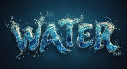 Underwater Font. Blue Liquid Text Effect with Clean Water Splash