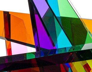 Vibrant multicolored acrylic glass sheets layered and overlapping.