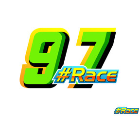 Automotive and sport racing number 97 effect design in white background