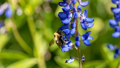 Bee on blue wildflowers