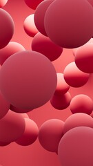 Abstract colorful pink balls. Chaotic scatter spheres. Festive party wallpaper. 3d render creative background.