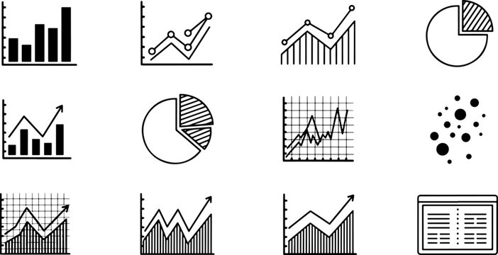 Collection of Business and Statistical Graph Icons