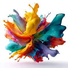 Fototapeta premium abstract color powder explosion on white background Freeze motion of dust splash 