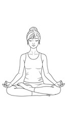 Obraz premium Woman meditation yoga pose lotus position mindfulness zen wellness art