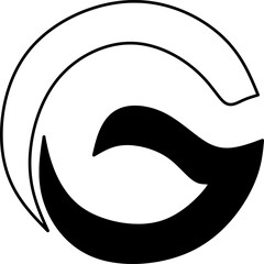 vector illustration of a face The letter g is a crescent