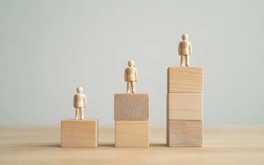 Wooden blocks with figures showing career progression Keywords: career, progression, growth